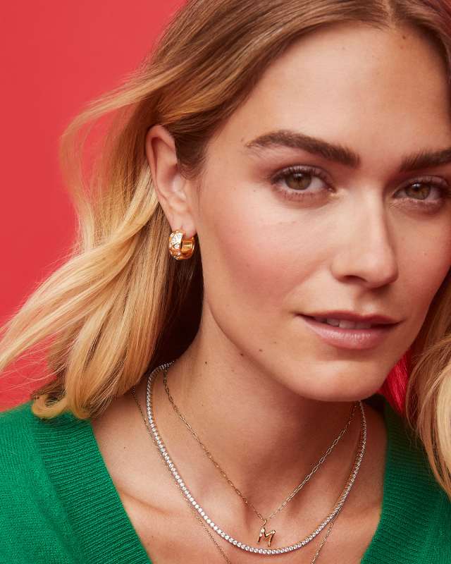 Ashby 18k Gold Vermeil Huggie Earrings in White Topaz image number 1.0